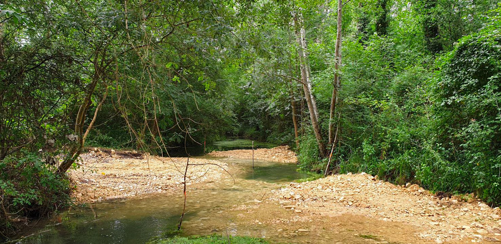 Chantier de diversification des écoulements de la Boëme.